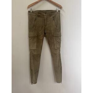 Polo Ralph Lauren Olive Green Lamb Suede Cargo Pants Western Rodeo Yellowstone